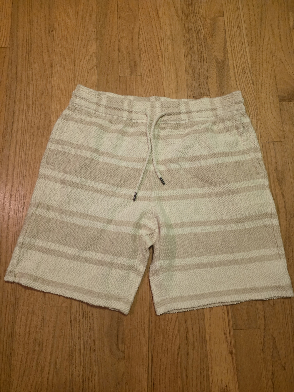 Faherty Cream and Tan Striped Drawstring Shorts Size L